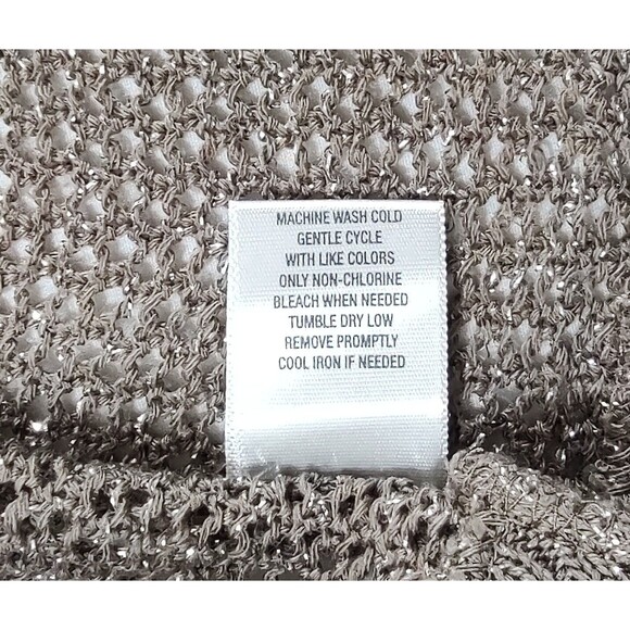 Dressbarn Short Sleeve Cover Up Tan Purple Crochet Open Knit Sweater - Picture 10 of 10